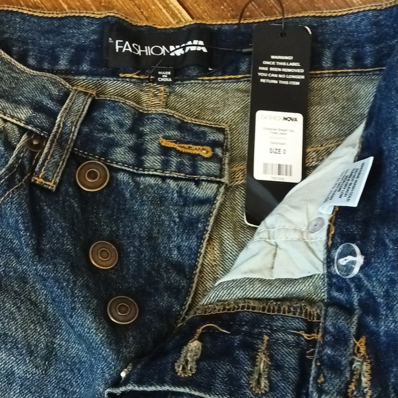 NEW jeans dark wash cross closure button fly straight leg flattering size 0 - Picture 9 of 10